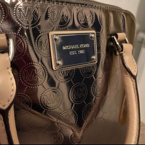 Michael Kors Metallic Brown Satchel with Cream Accents - Picture 5 of 8